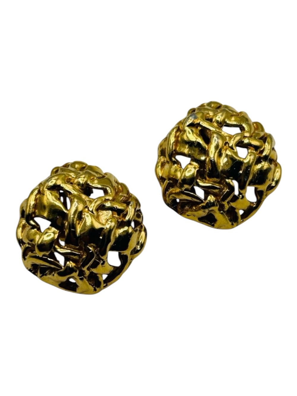 Incredible Ciner Modernist Woven Dome Clip Earrings